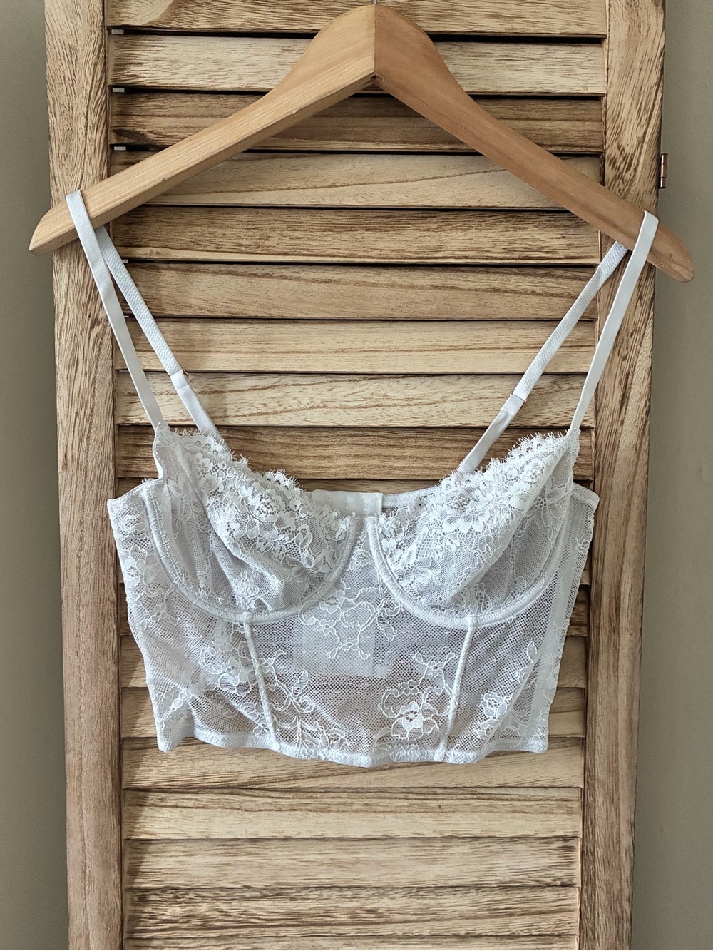 INC Fairycore Celestial White Lace Corset Top Bustier Underwire Floral M